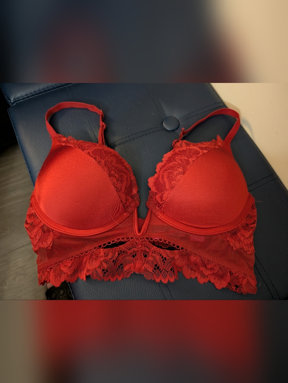 Red La Senza Hello Sugar Push Up Bra Size 32b Perfect Condition